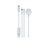 Devia EA520 - USB-C til USB-C + Lightning + Trådløs magnetisk oplader til Apple ur - 1 m - Hvid