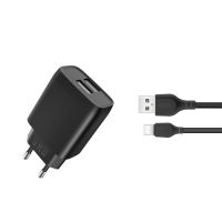 XO L57 2 x USB Oplader med USB-C Kabel - 2.4 A - Sort