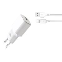 XO L73 USB Oplader med USB-C Kabel - 2,4 A - Hvid