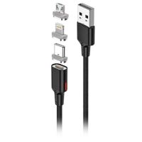 Forever Core 3in1 Magnetic USB Kabel - 20 W - 1 Meter - Sort