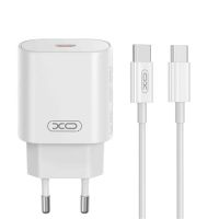 XO CE25 - USB-C - 25W - Med USB-C til USB-C kabel - Hvid