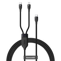 Baseus Flash Series One-For-Two Fast Charging Data Kabel USB-C til Lightning & USB-C - 100W - 1.2 Meter - Sort