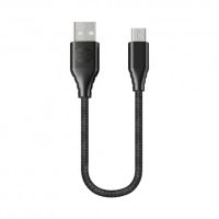 Forever Core Fast Charge Sync USB MicroUSB Kabel - 3A - 0,2 Meter - Sort