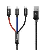 Baseus 3-in-1 kabel USB til 1x USB-C, 1x Lightning og 1x Micro - 3.5A - 1,2 Meter - Sort