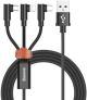 Baseus MVP 3-in-1 kabel USB til 1x USB-C, 1x Lightning og 1x Micro - 3.5A - 1,2 Meter - Sort