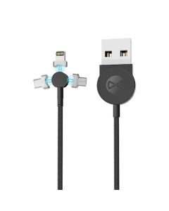 Forever Core 3in1 Magnetic Charge-Sync Kabel - 2.5A - 1 Meter - Sort