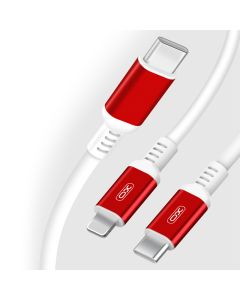 XO NB136 - 2i1 - USB-C Kabel - Lightning & USB-C - Hvid & Rød  