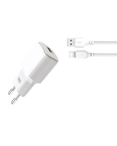 XO L73 USB Oplader med USB-C Kabel - 2,4 A - Hvid