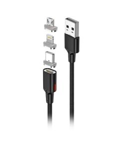 Forever Core 3in1 Magnetic USB Kabel - 20 W - 1 Meter - Sort