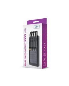 Setty Powerbank med kabler - 10.000 mAh - Sort 