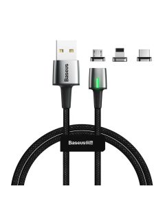 Baseus Zinc magnetic Kabel sæt Lightning/USB-C/Mikro - 1 Meter - Sort