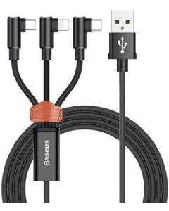 Baseus MVP 3-in-1 kabel USB til 1x USB-C, 1x Lightning og 1x Micro - 3.5A - 1,2 Meter - Sort