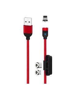 XO-NB128 3in1 Lightning, USB-C, Micro Kabel - 2.4A - 1 Meter - Rød